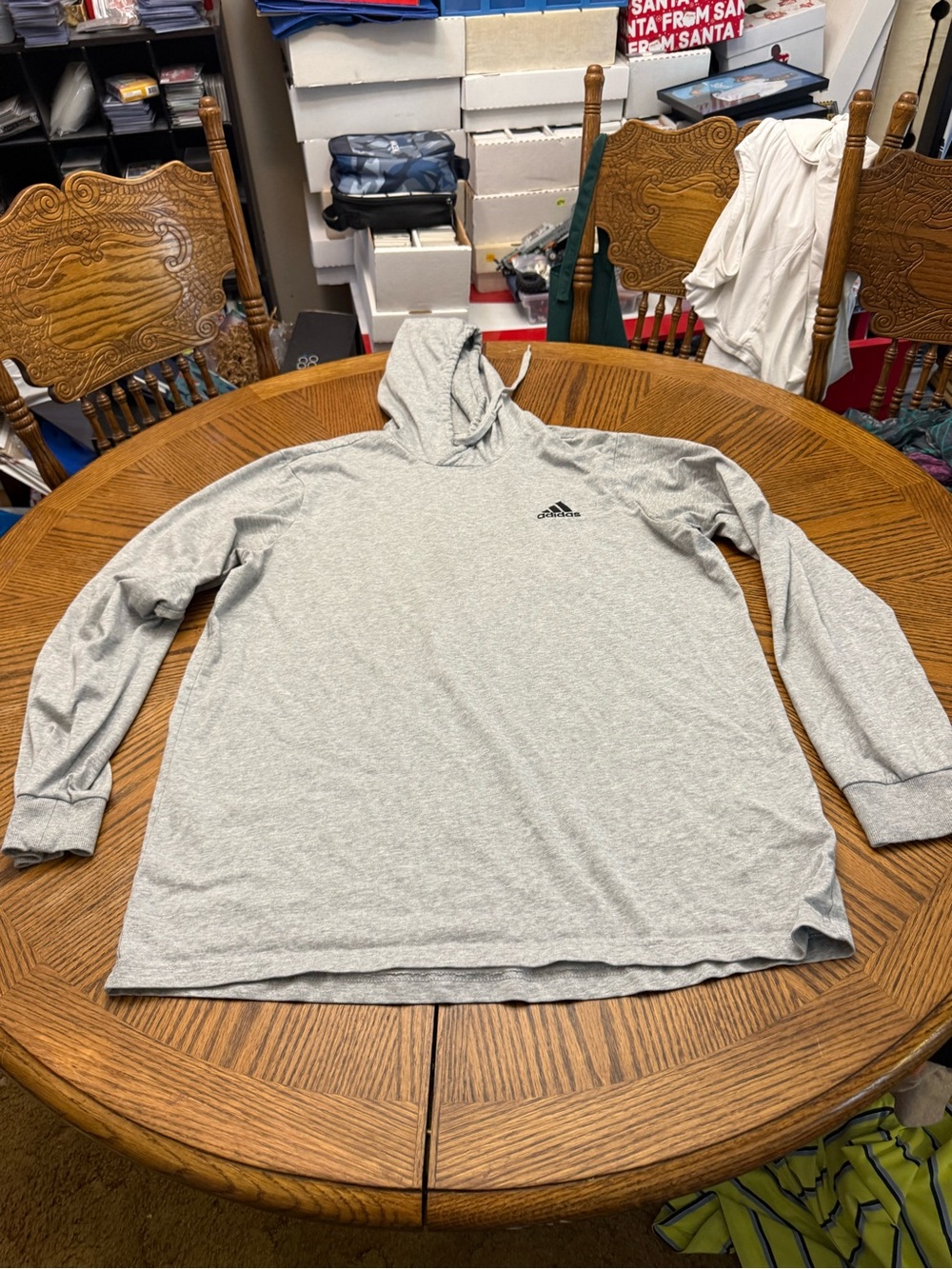 adidas Gray Hooded Pullover Lightweight Sweatshirt